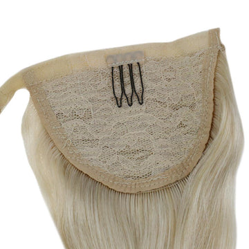 Ponytail 100% Remy Human Hair One Piece Extensions Platinum Blonde(#60) - FShine Shop
